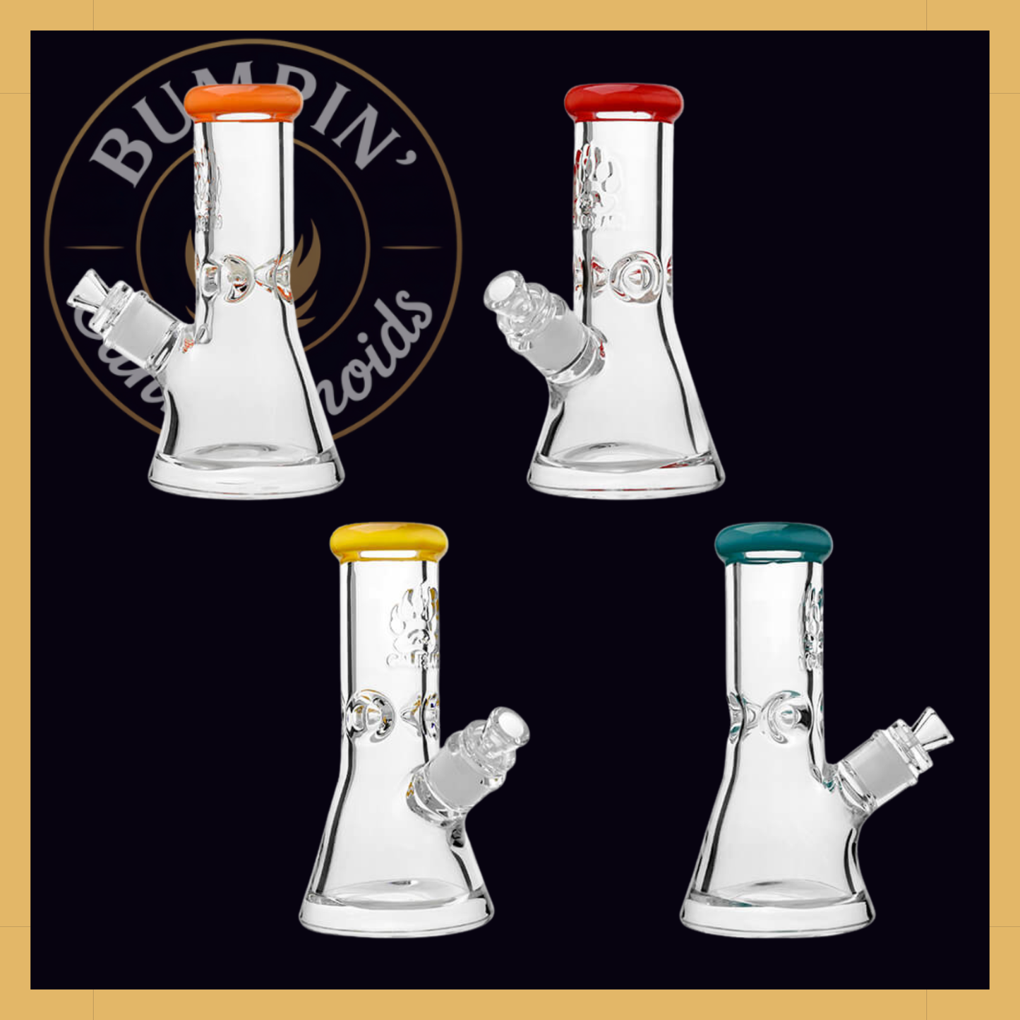 CaliBear Classic 9mm Beaker Glass - 8" | Etched Logo & Color Lip