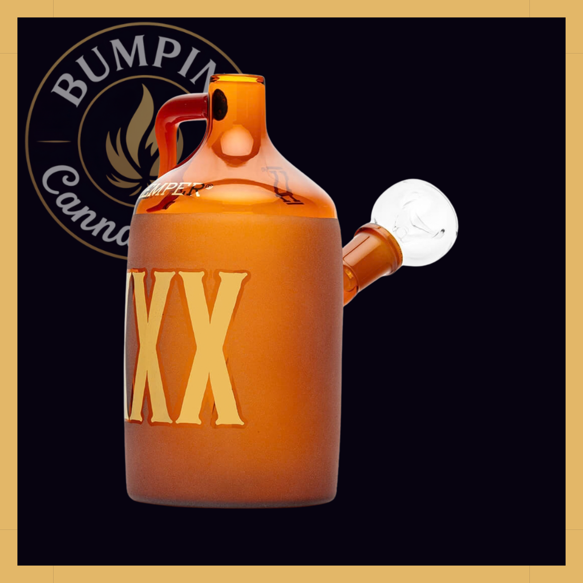 Hemper Wild West Moonshine Bottle Water Pipe amber glass