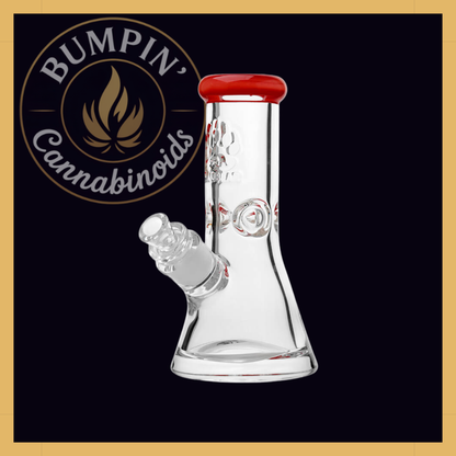 CaliBear Classic 9mm Beaker Glass - 8" | Etched Logo & Color Lip