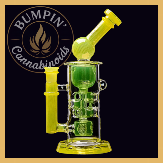 Calibear Kickback Straight Fab Torus Glass Rig | 8.5" Opal-Encased Glass Rig with Seed of Life Perc