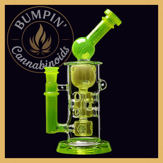 Calibear Kickback Straight Fab Torus Glass Rig | 8.5" Opal-Encased Glass Rig with Seed of Life Perc