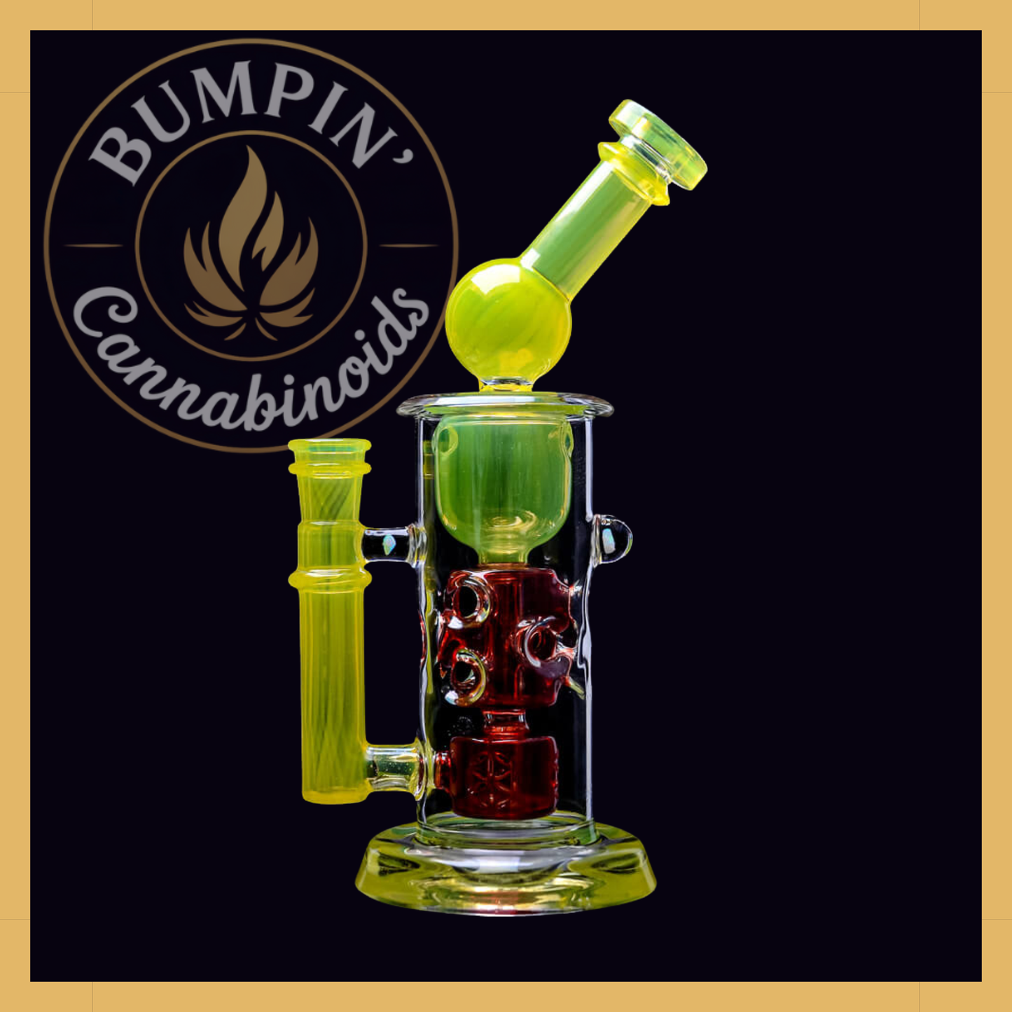 Calibear Kickback Straight Fab Torus Glass Rig | 8.5" Opal-Encased Glass Rig with Seed of Life Perc